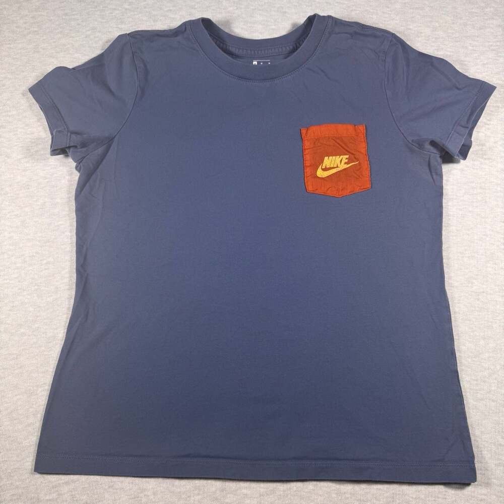 Nike The Nike Tee Blue Short Sleeve T-Shirt With Orange Pocket Size M